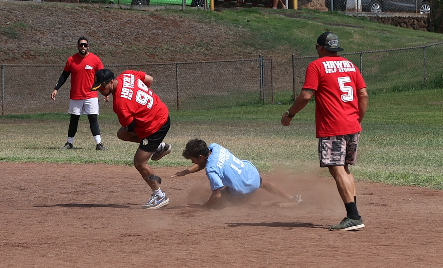 Island Warriors Kickball Tournament:  Semifinal 1:  Team Hawaii Self Storage vs. Team Kainalu Poke